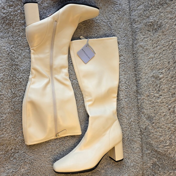 Aerosoles Micah Women's Knee High Boots Block Heel Cream Size 8M j - Picture 1 of 7